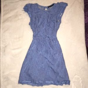 Blue lace open back dress